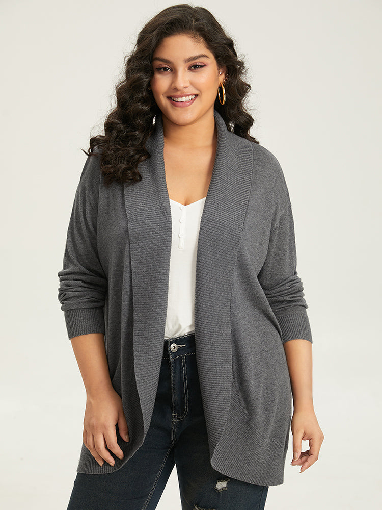 Supersoft Essentials Plain Texture Arc Hem Cardigan