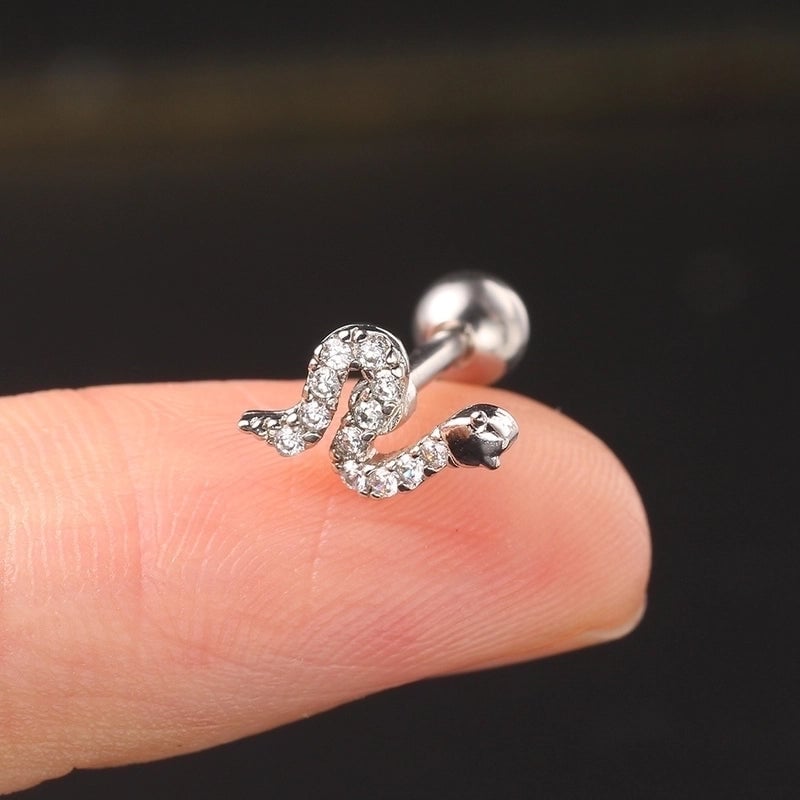 1 Piece Minimalist Leaf Inlay Copper Zircon Ear Studs