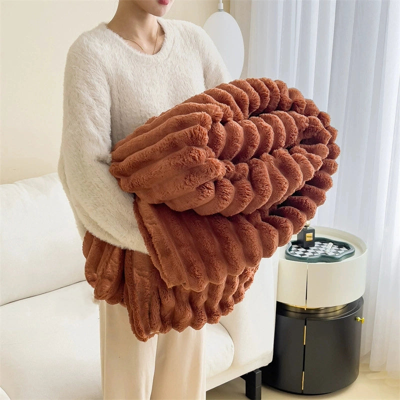Rabbit Plush Blanket Multifunctional Nap Blanket Faleirong Summer Air-conditioning Quilt Small Blanket Sofa Cover Blanket Car Blanket