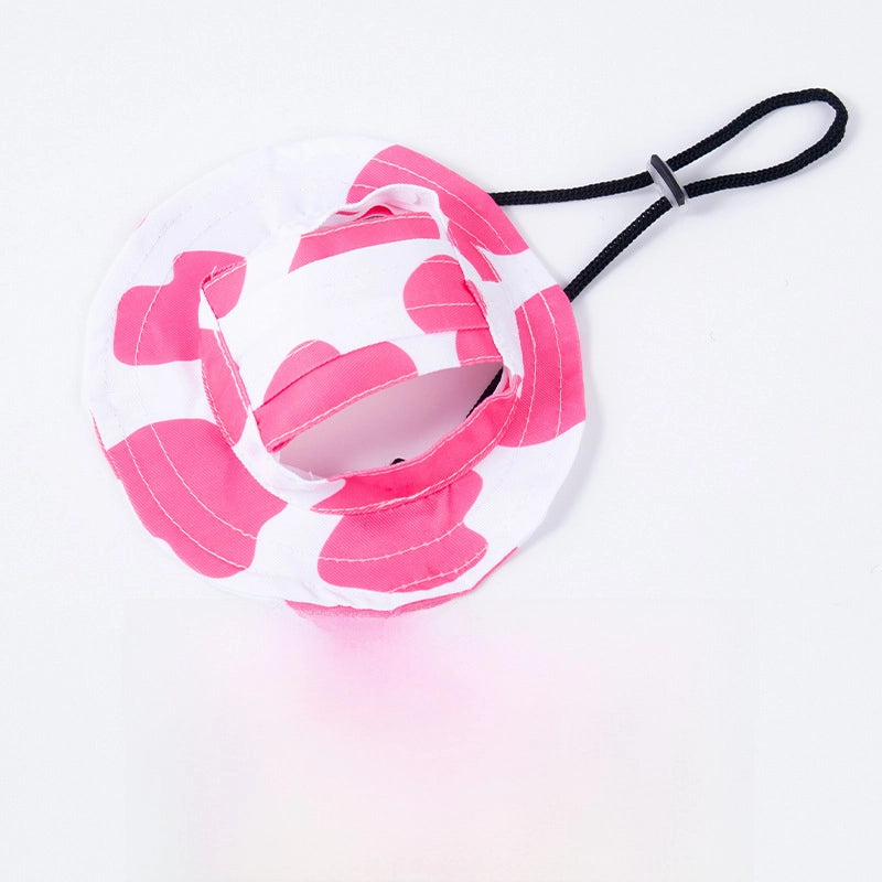 Dog Cat Sunshade Hat Exposed Ears Adjustable Rope Buckle Fisherman Hat Pet Supplies