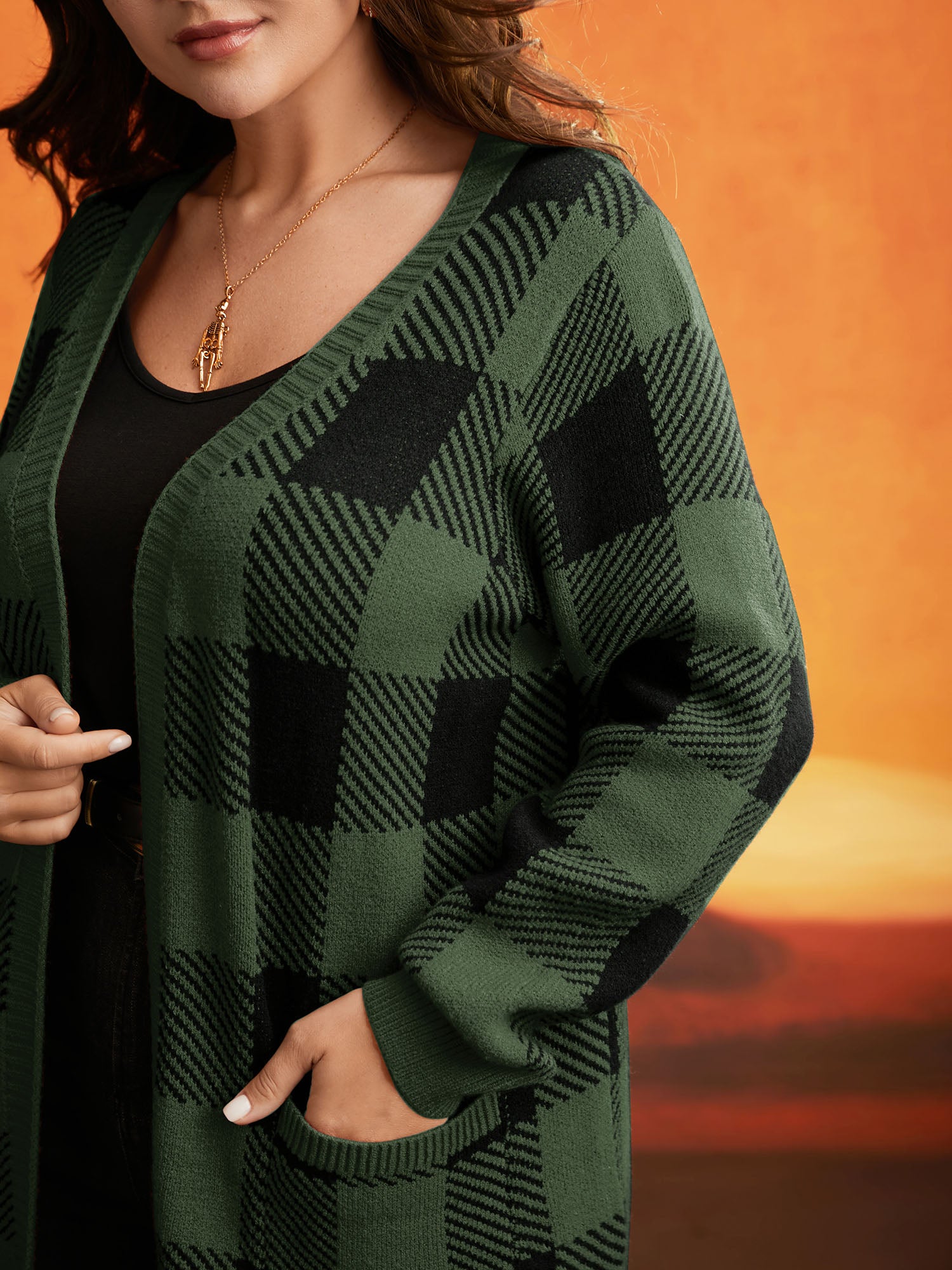 Supersoft Essentials Plaid Open Cardigan