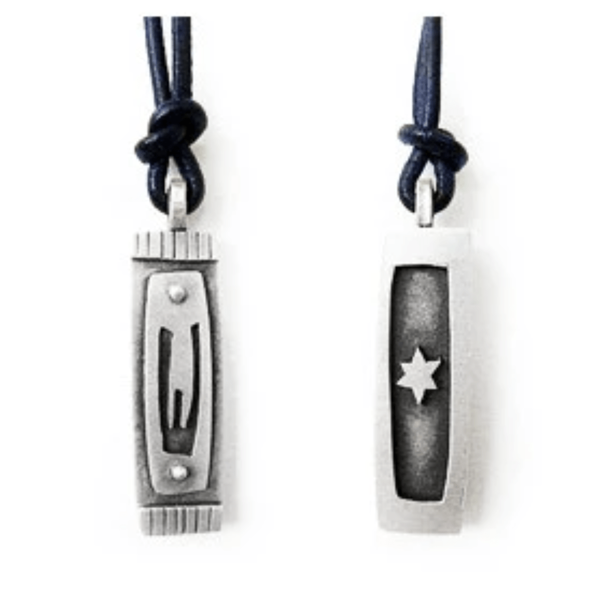 Men's Shin Mezuzah Necklace on Leather