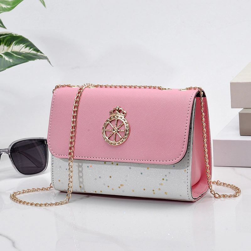 Women's Small Pu Leather Star Elegant Flip Cover Square Bag