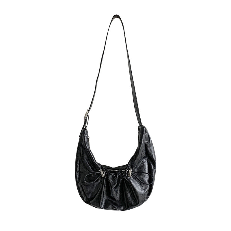 Women's Medium Pu Leather Solid Color Elegant Dumpling Shape Zipper Underarm Bag