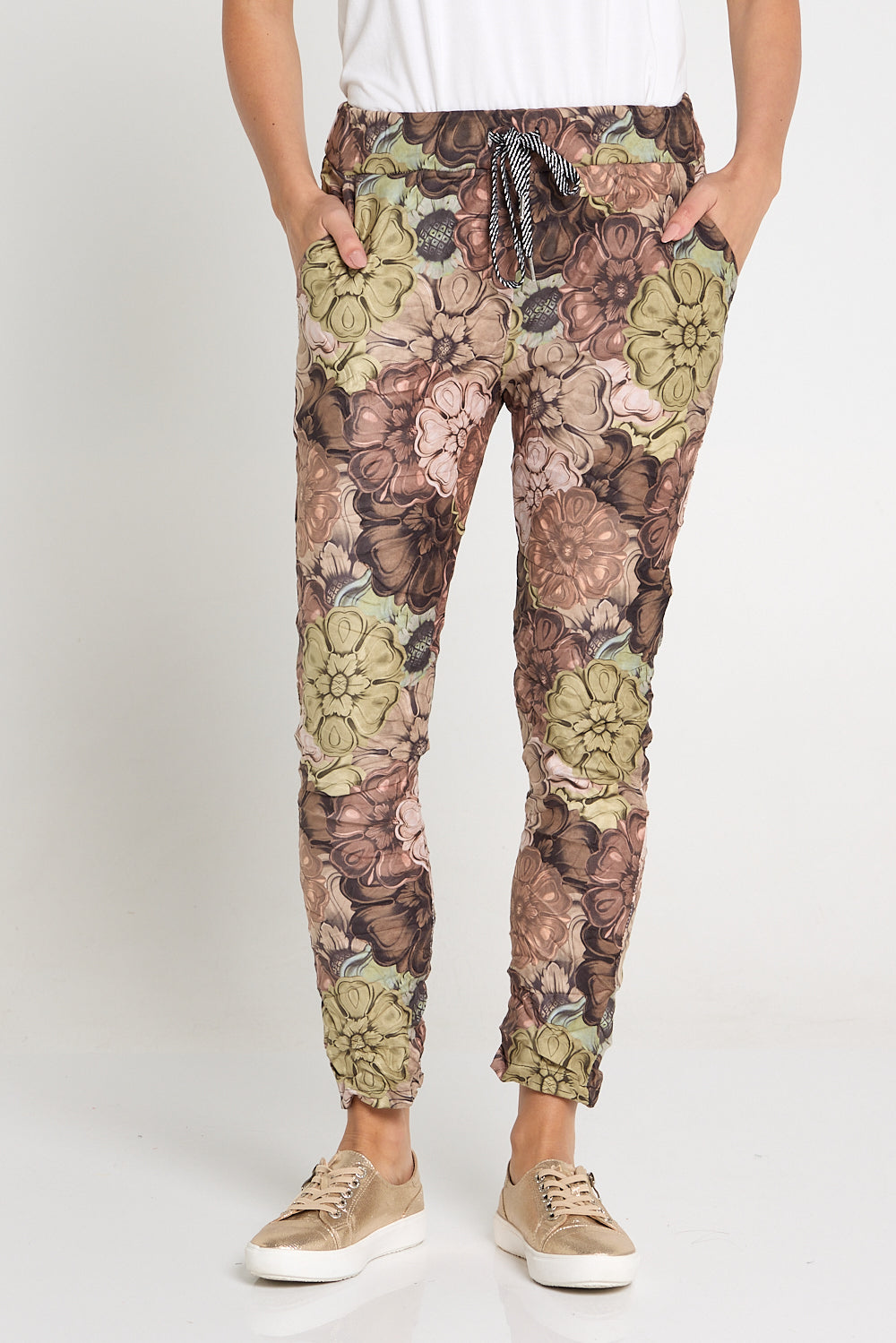 Alina Pants - Brown/Green Floral