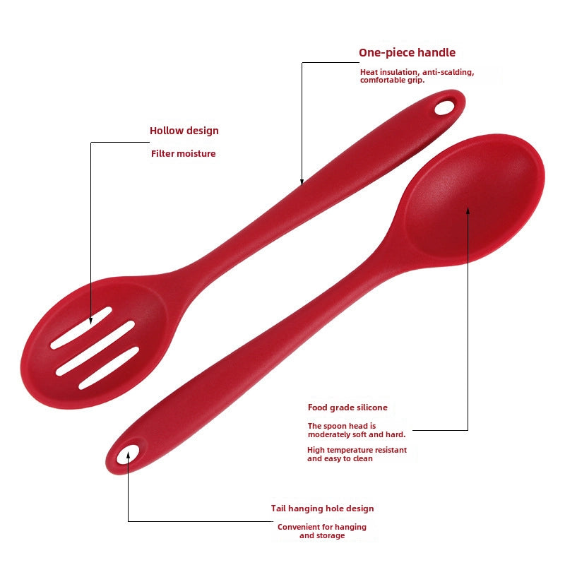 Food Grade Integrated Silicone All-inclusive Small Colander Small Soup Spoon Children Salad Mixing Spoon  In Stock