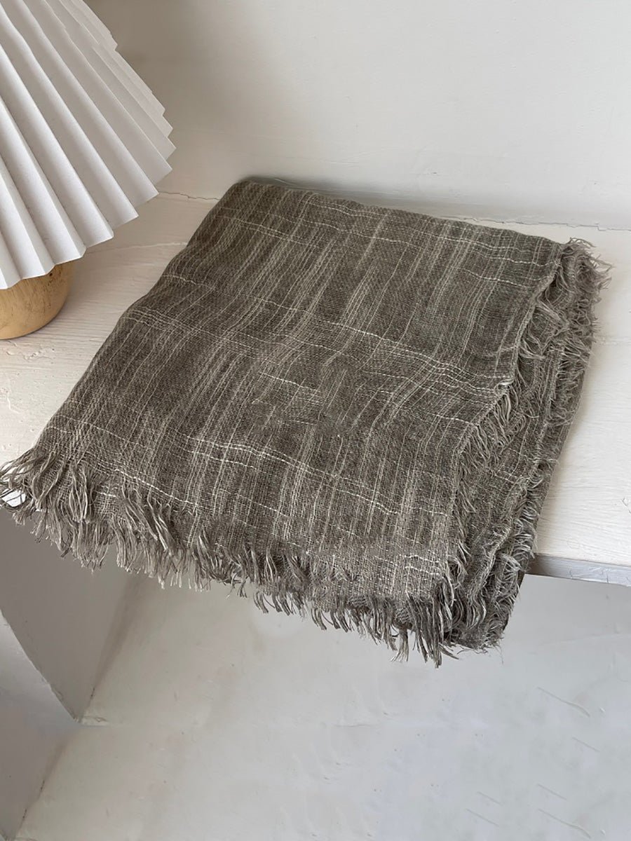 Women Vintage Pure Color Tassel Shawl Scarf