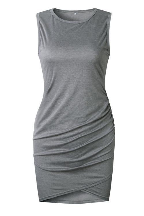 Asymmetry Ruched Sheath Mini Dress7 colors