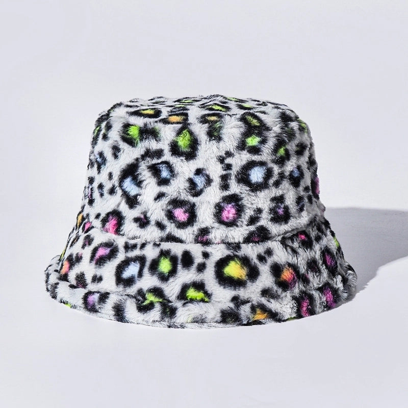 Unisex Basic Retro Classic Style Leopard Wide Eaves Bucket Hat