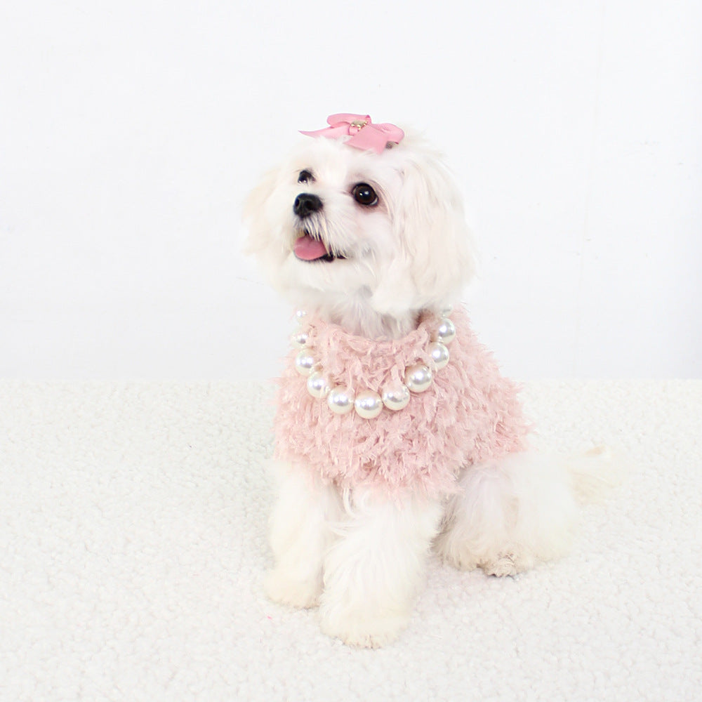 Tassel Faux Fur Dog Sweater&Hat
