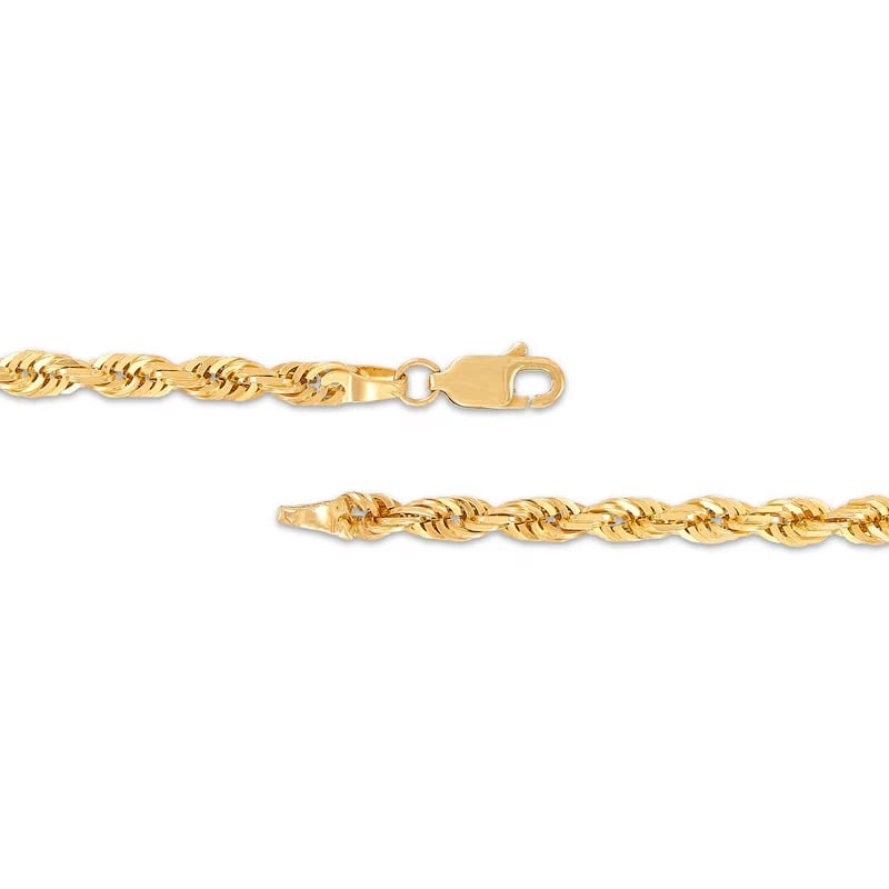 4.5mm Glitter Rope Chain Necklace Solid 10K Yellow Gold 22