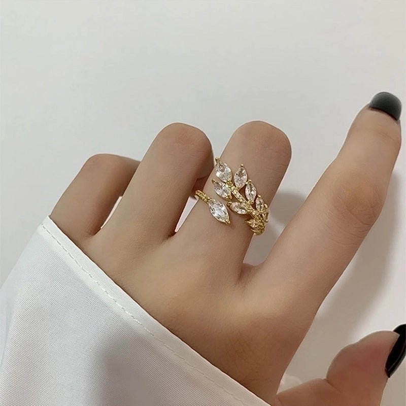 Fashion Rabbit Heart Shape Flower Copper Plating Inlay Shell Zircon Open Ring 1 Piece