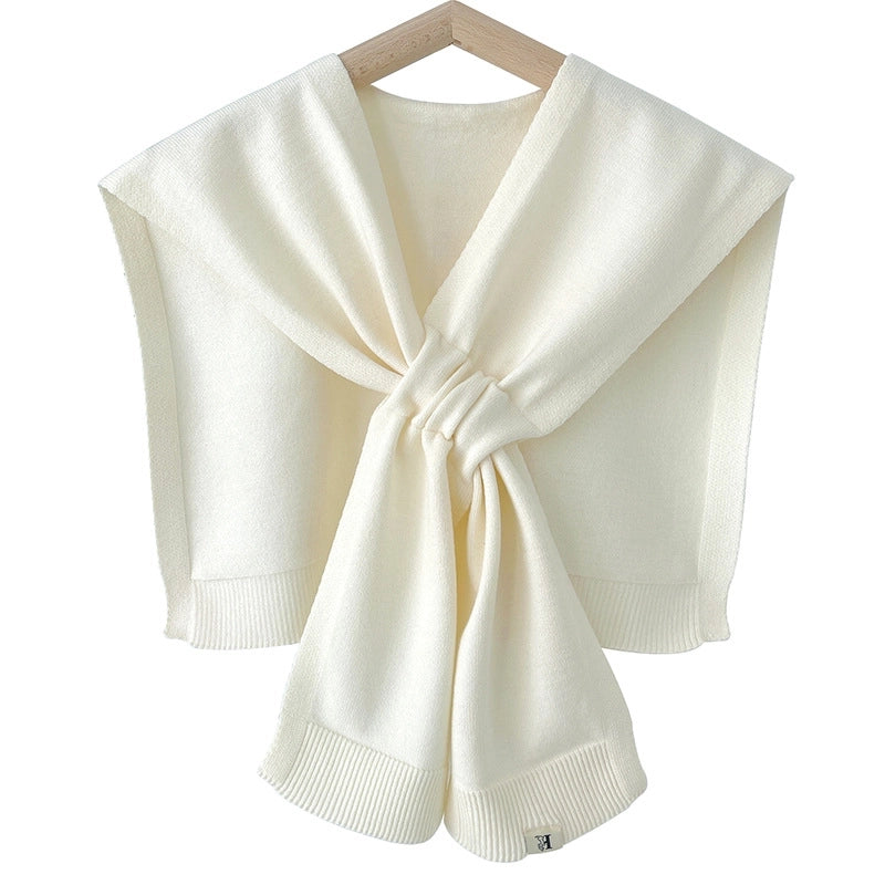 Knitted Shawl Women's Autumn And Winter Air-conditioned Room Knitted Cross Wool Shawl Fashionable Outer Wool Solid Color