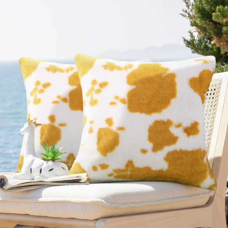 Cow Pattern Plush Pillowcase Animal Pattern Short Velvet Sofa Cushion Car Cushion Pillowcase