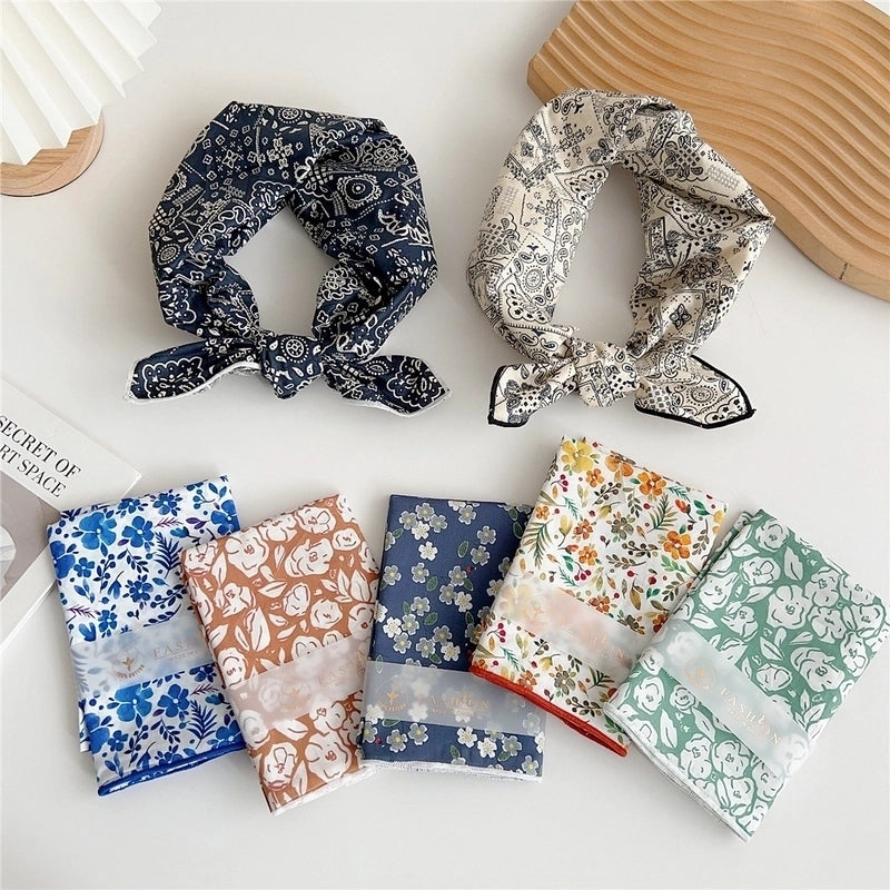 Women's Minimalist Flower Cotton And Linen Printing Scarf