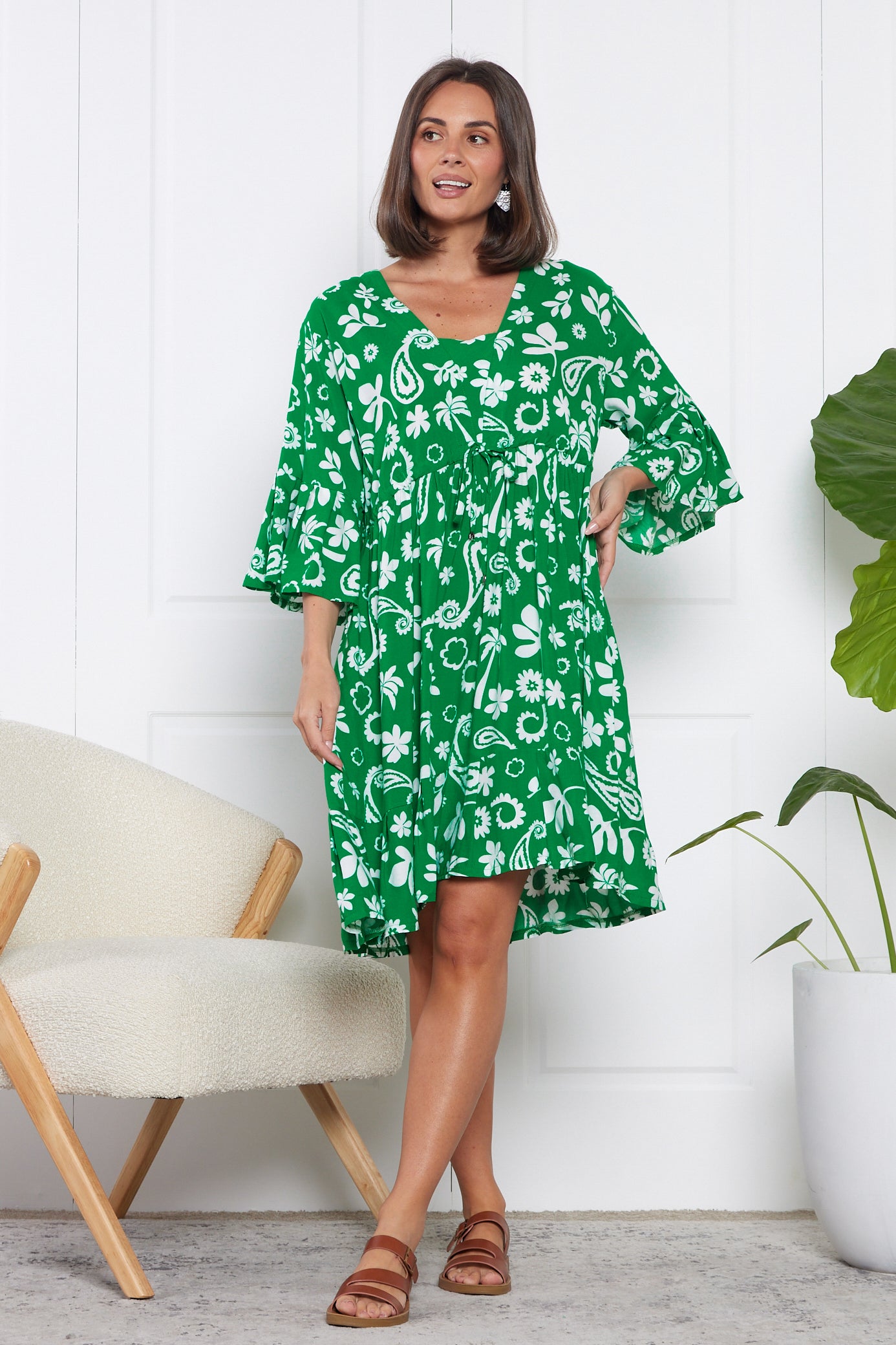 Brunswick Dress - Emerald Paisley