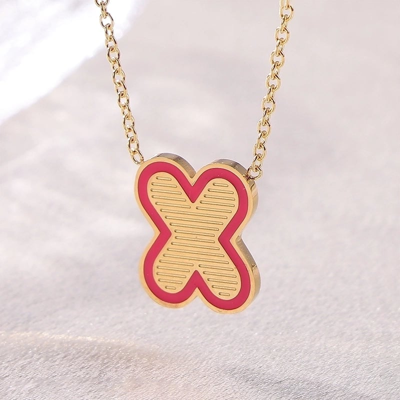 Sweet Minimalist Artistic Letter Stainless Steel Enamel Plating Pendant Necklace