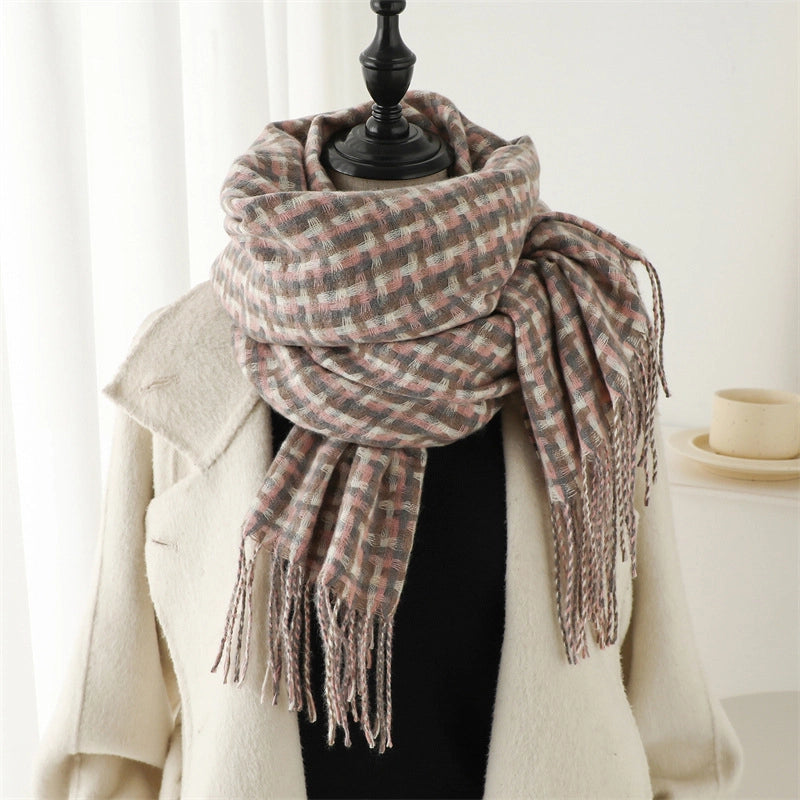 New Retro British Plaid Scarf Autumn And Winter Cashmere Scarf All-Matching Warm Shawl Student Thickened Long Section Female