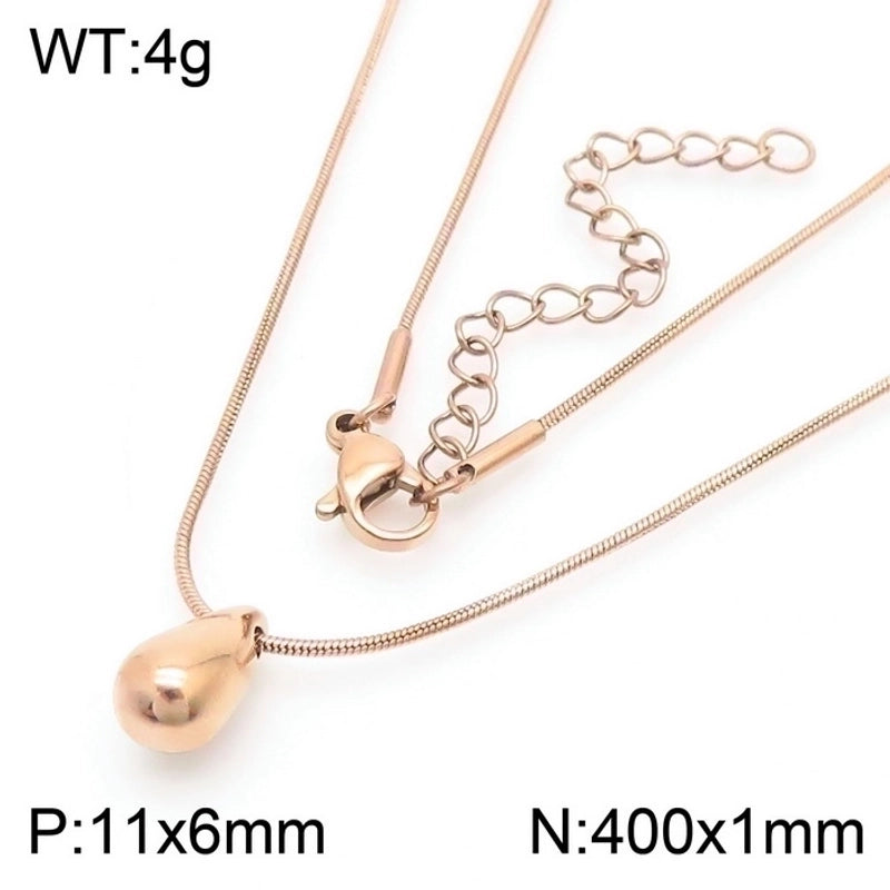 Minimalist Commute Water Droplets Solid Color Stainless Steel 18K Gold Plated Plating Chain Necklace