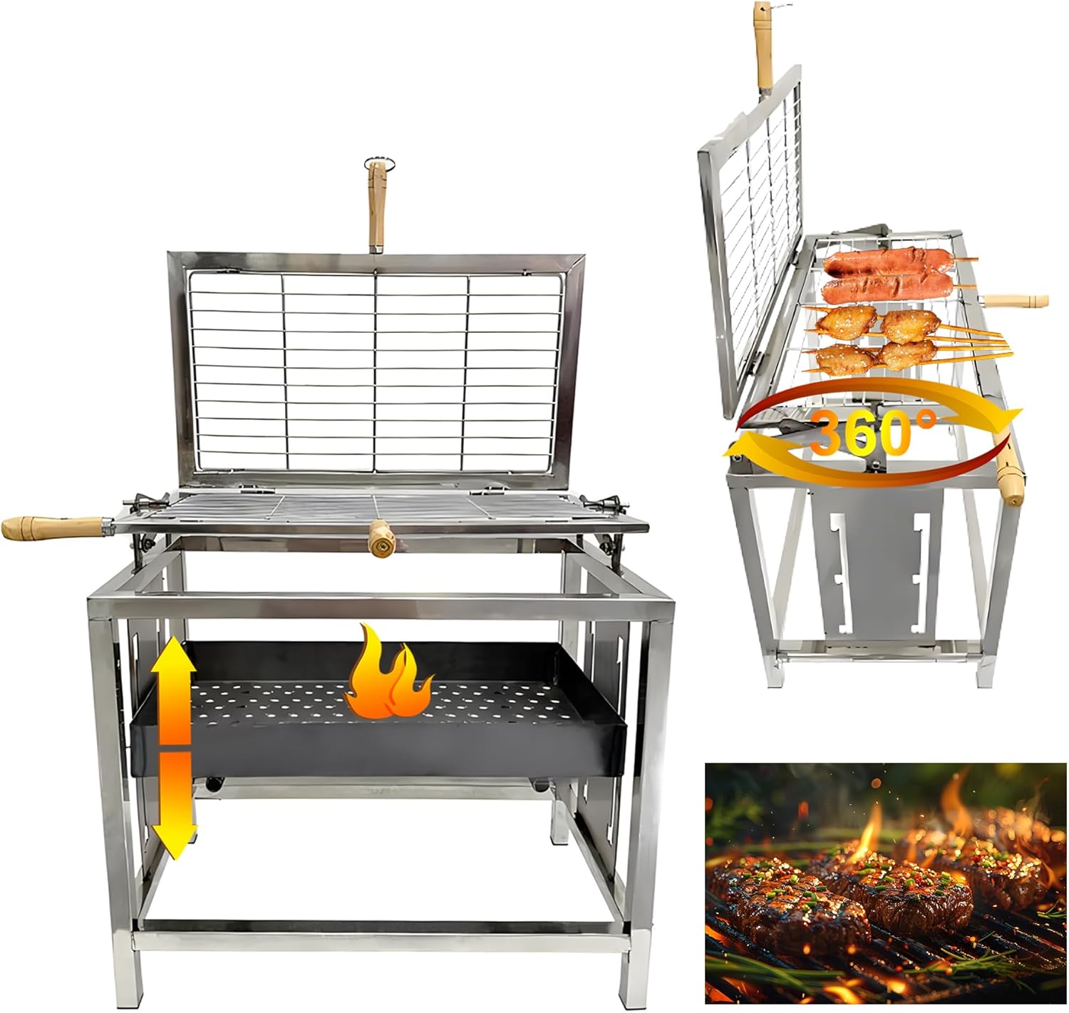 Adjustable Rotating BBQ Camping Grill