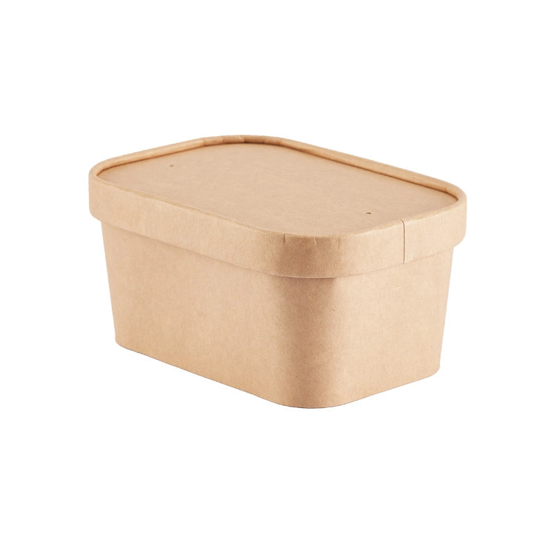 Kraft Paper Square Bowl Disposable Lunch Box Rectangular Lunch Box Take-out Packing Lunch Box Light Fruit Picnic Tableware