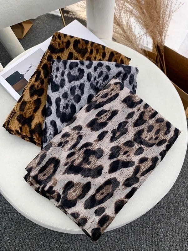 Women's Casual Vacation Leopard Rayon Polyester Printing And Dyeing Printing Dyeing Silk Scarf
