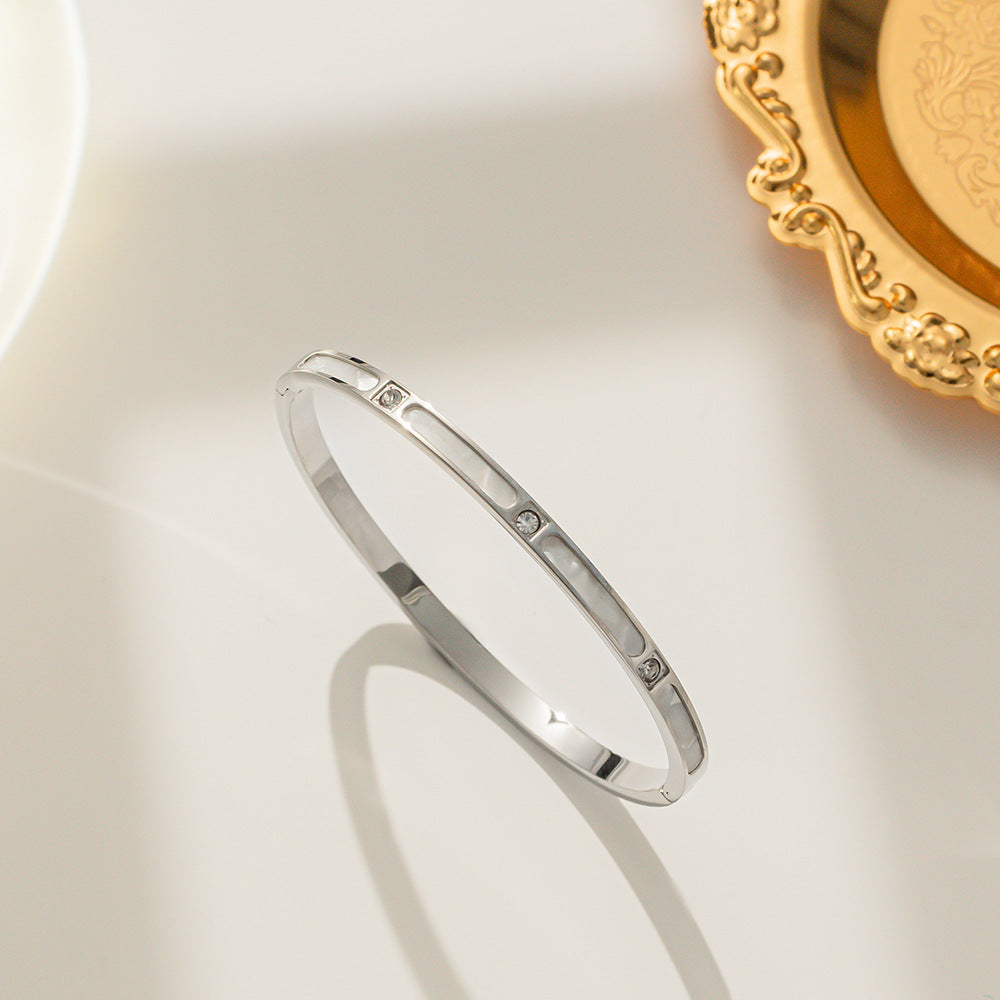 Shell Titanium Steel 18K Gold Plated Bangles