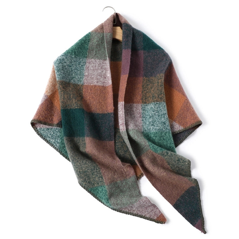 Unisex Vintage Style Lattice Imitation Cashmere Polyester Scarf