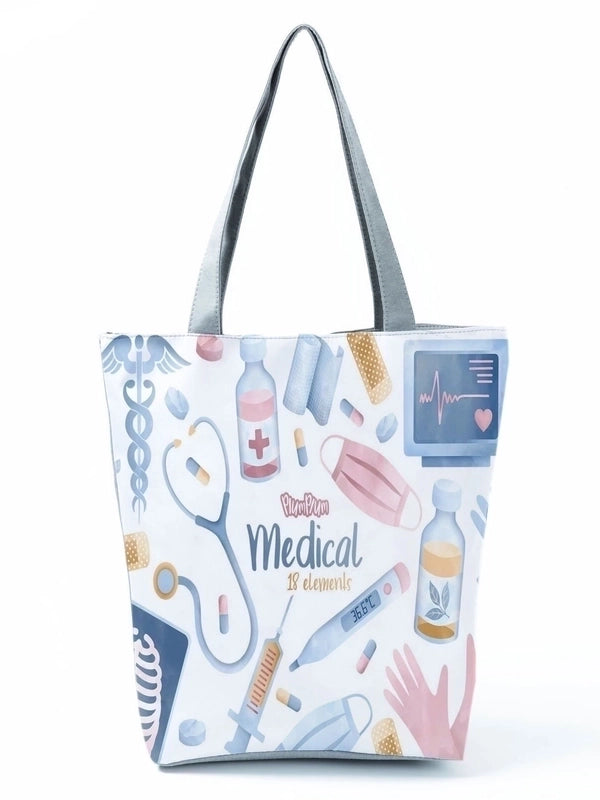 Women's Basic Letter Polyester Shopping Bags