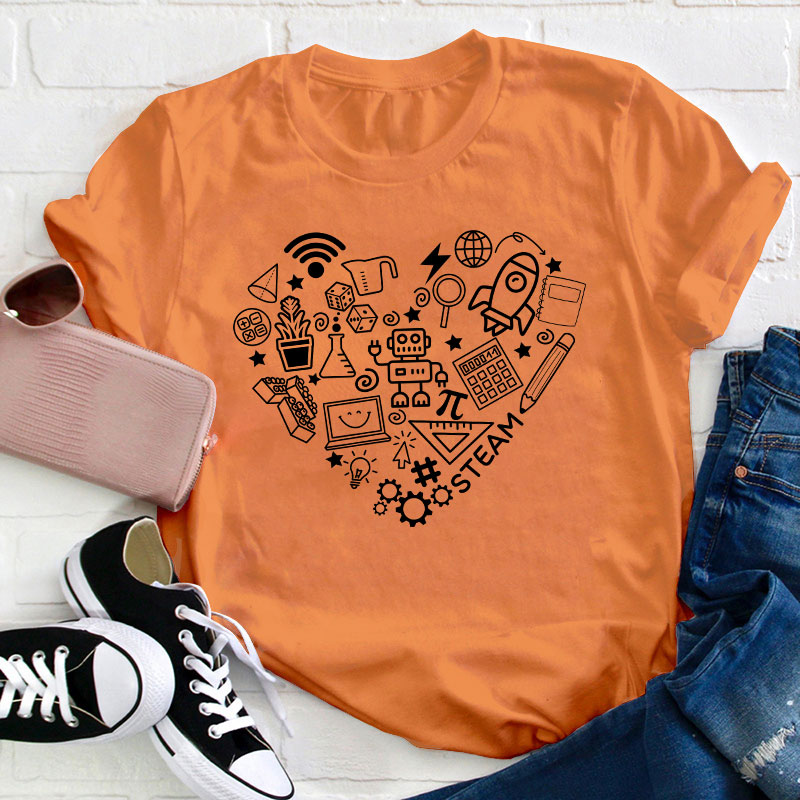 Stem Heart Shape Teacher T-Shirt