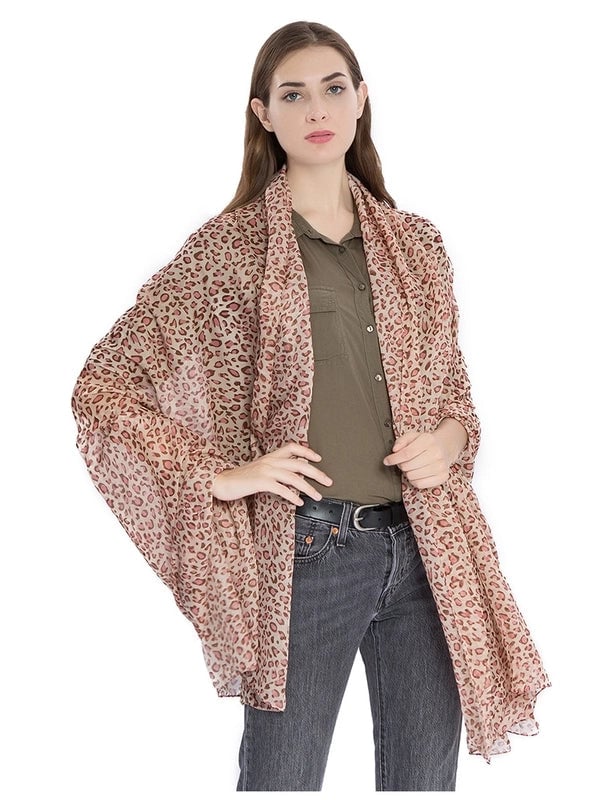 Women's Streetwear Round Dots Leopard Chiffon Scarf