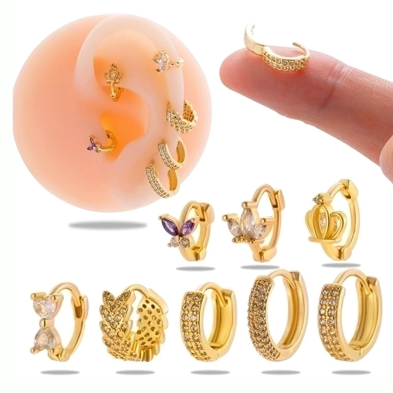 1 Piece Minimalist Classic Style Round Plating Inlay Copper Zircon 18k Gold Plated Ear Studs