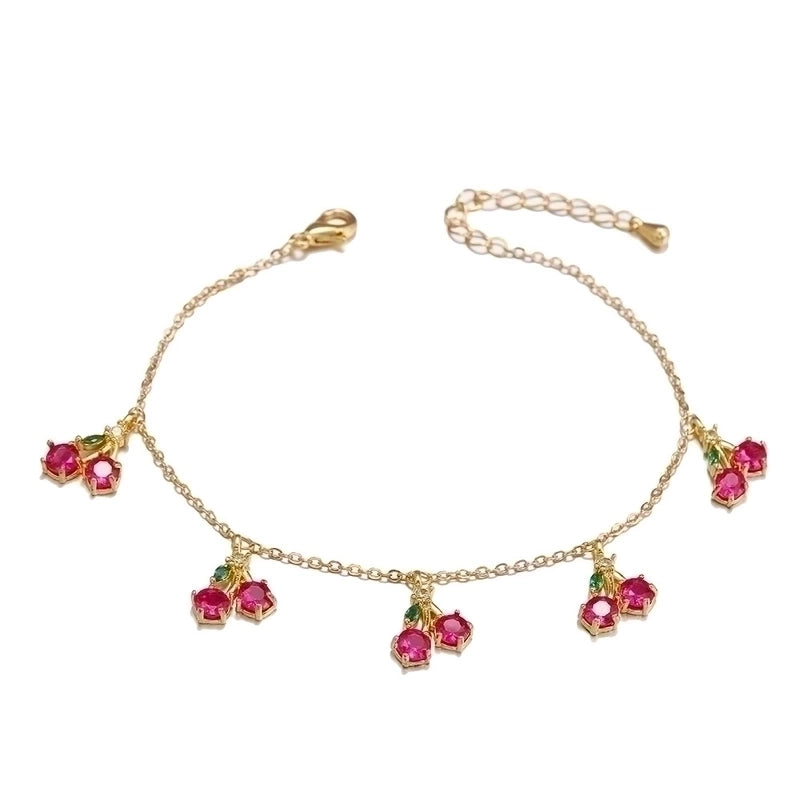 Copper Cable Chain Inlaid Zircon Fruit Artificial Gemstones Bracelets