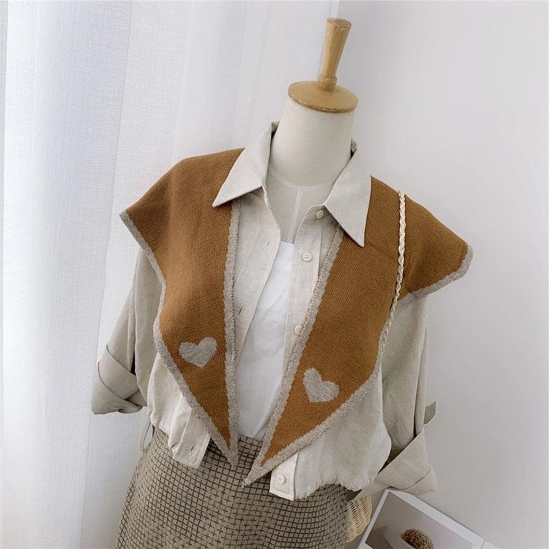 Women's Sweet Minimalist Polka Dots Heart Shape Flower Yarn Polyester Scarf Shawl