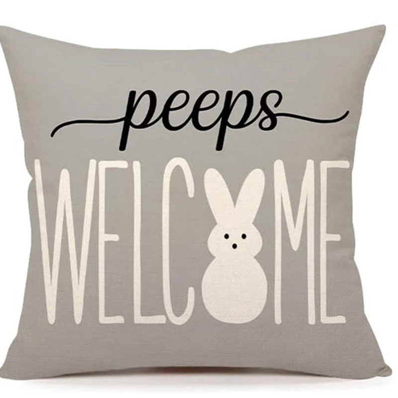Easter Cute Classic Style Rabbit Letter Linen Pillow Cases Couch & Sofa Decor