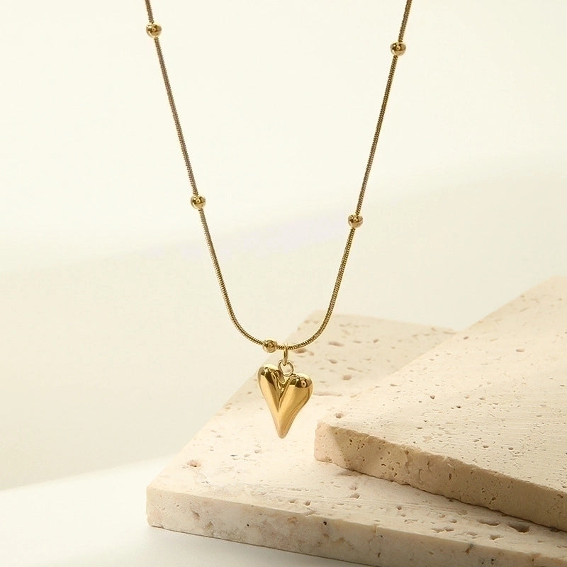 201 Stainless Steel 18K Gold Plated Minimalist Plating Heart Shape Bracelets Necklace