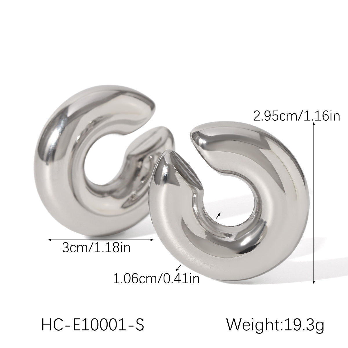 C-Shaped Scale Texture Stainless Steel Ear Bone Clip Striped Hollow Ear Clip Personality Simple Titanium Steel Earrings