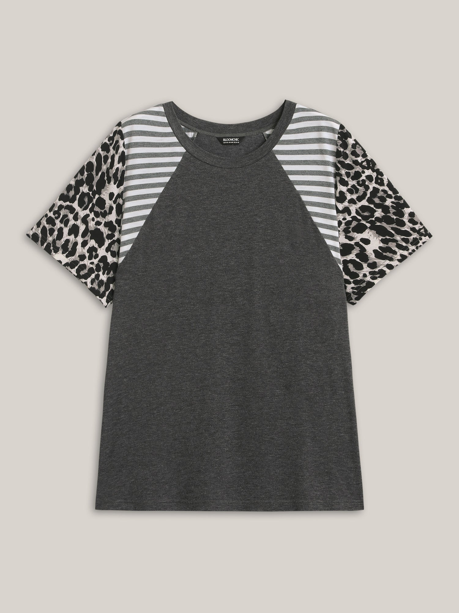 Leopard Stripes Raglan Sleeve T-Shirt
