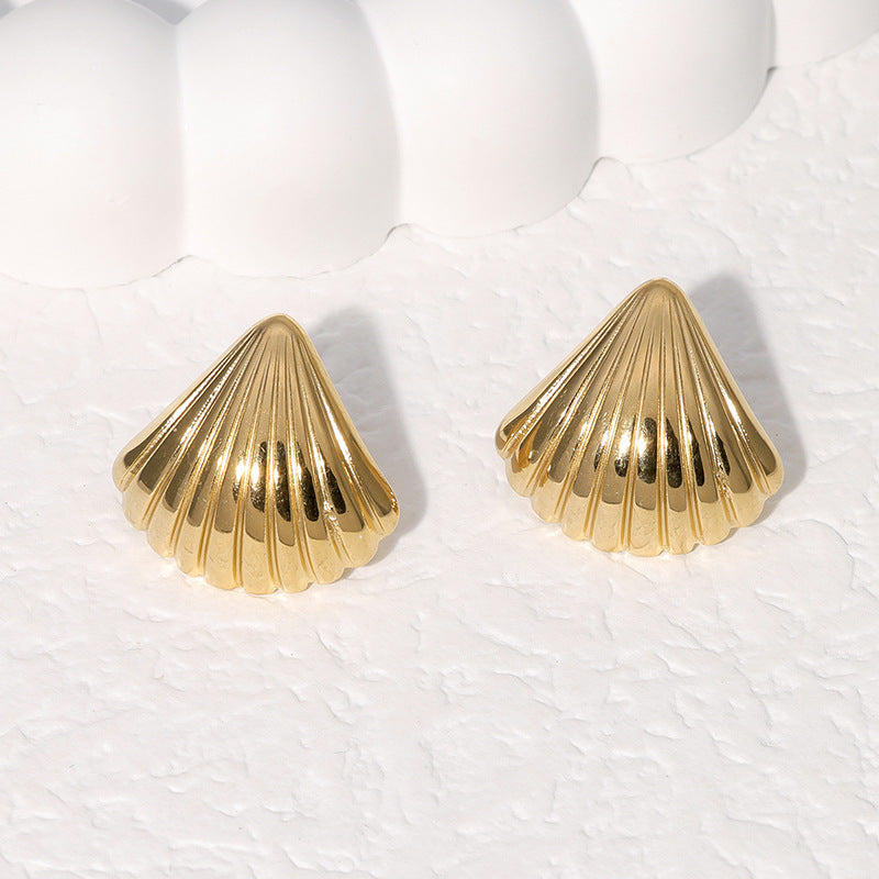 Shell Stainless Steel Electroplating Stud Earrings