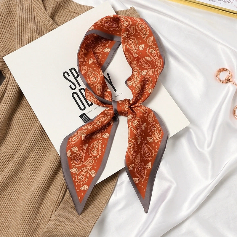 Women's Elegant Flower Satin Silk Scarf