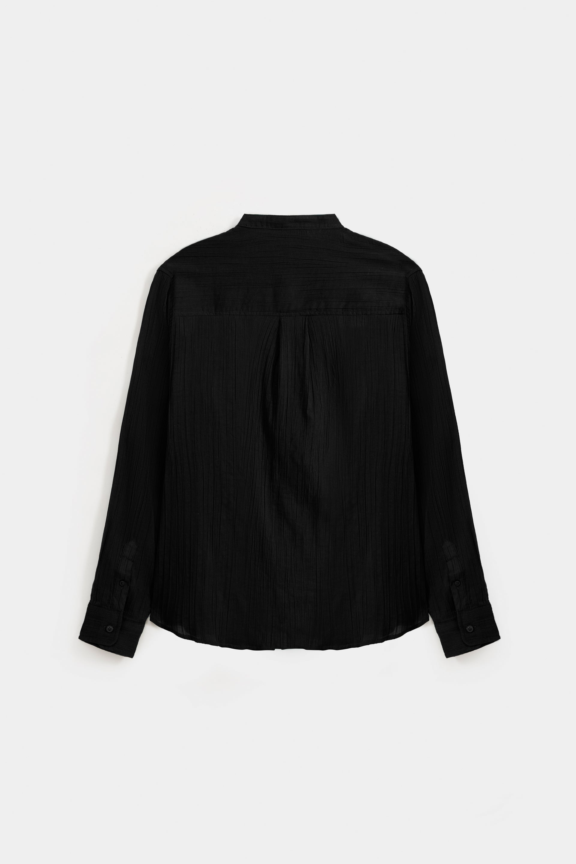 Creased Effect Mandarin Collar Shirt