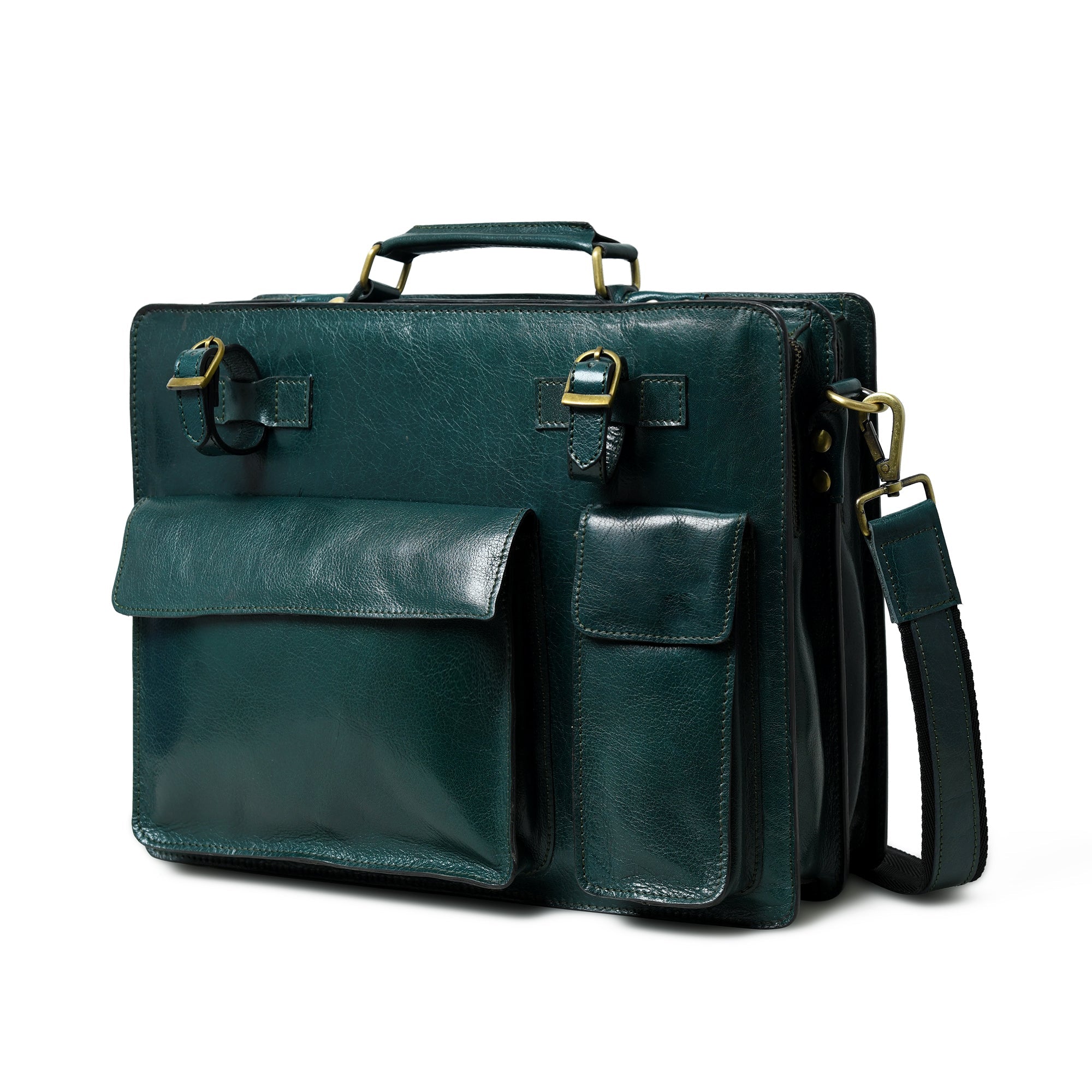 Tuscany Italian Leather Briefcase. Green