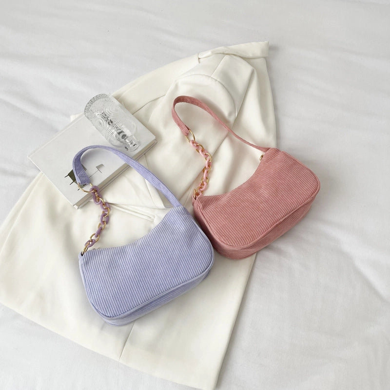 Corduroy Solid Color Underarm Bag Version Of Simple Literary Dumpling Bag Explosions Women's Bag A Generation Of Hair