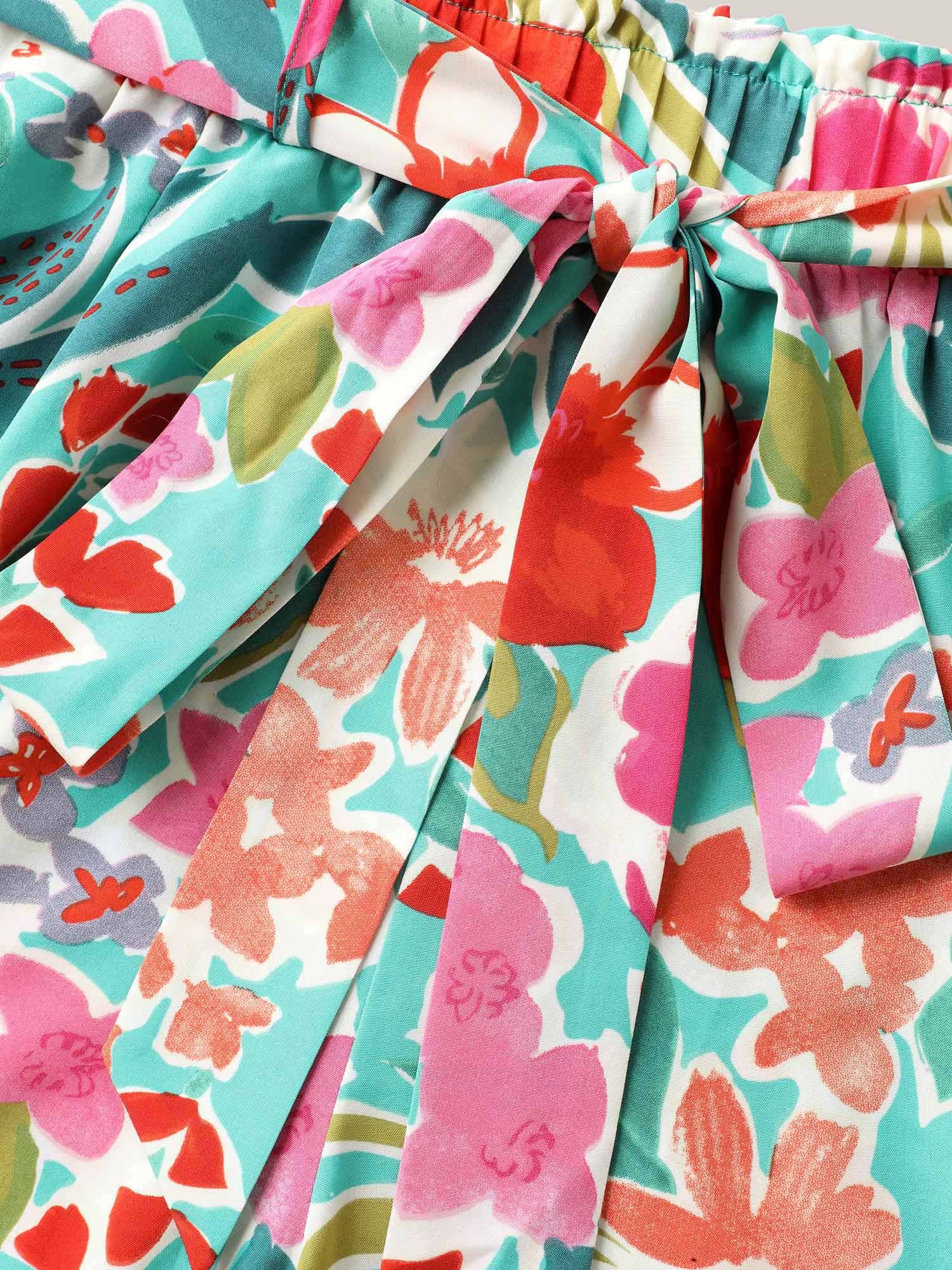 Groovy Floral Print Wide-Leg Pants