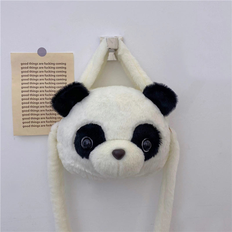 Plush Bear Solid Color Cute Basic Classic Style Embroidery Sewing Thread Round Zipper Handbag