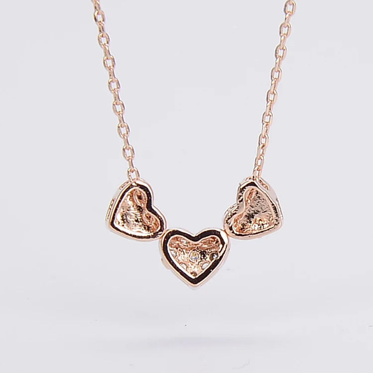 Jewelry Silver 925 Sterling Silver Rose Gold Heart Pendant Cubic Zirconia Necklace For Women