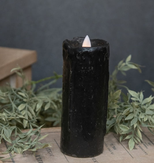 Black Pillar Candle with Fake Flame