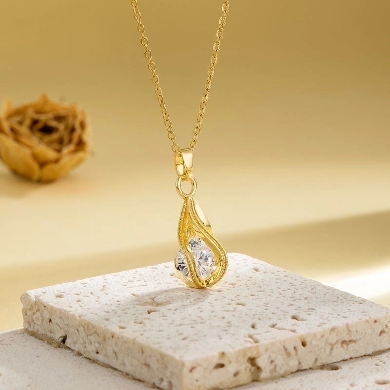 2 Pieces Stainless Steel Titanium Steel 18K Gold Plated Casual Elegant Plating Inlay Cross Heart Shape Flower Zircon Pendant Necklace