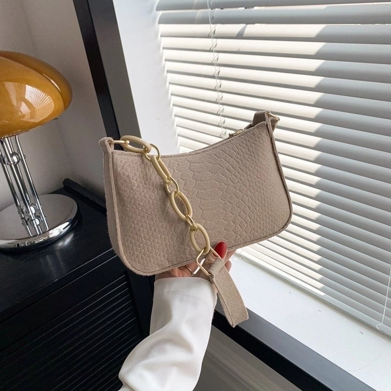 Women's All Seasons Felt Solid Color Vintage Style Square Zipper Shoulder Bag