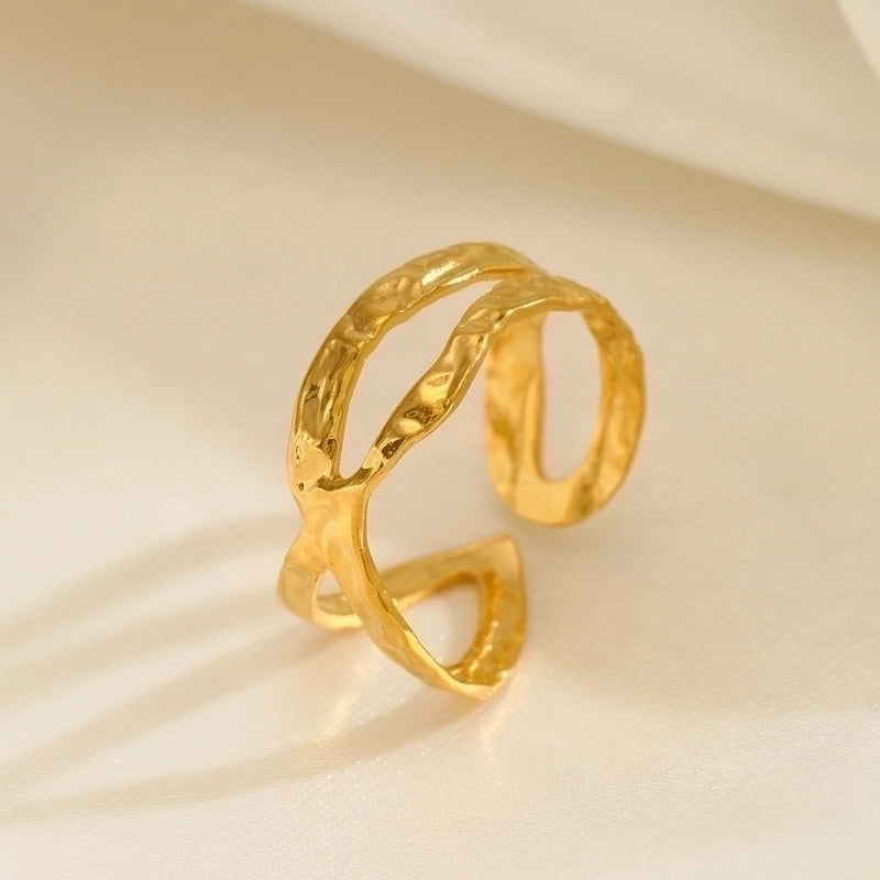 304 Stainless Steel Minimalist Plating Geometric Open Ring